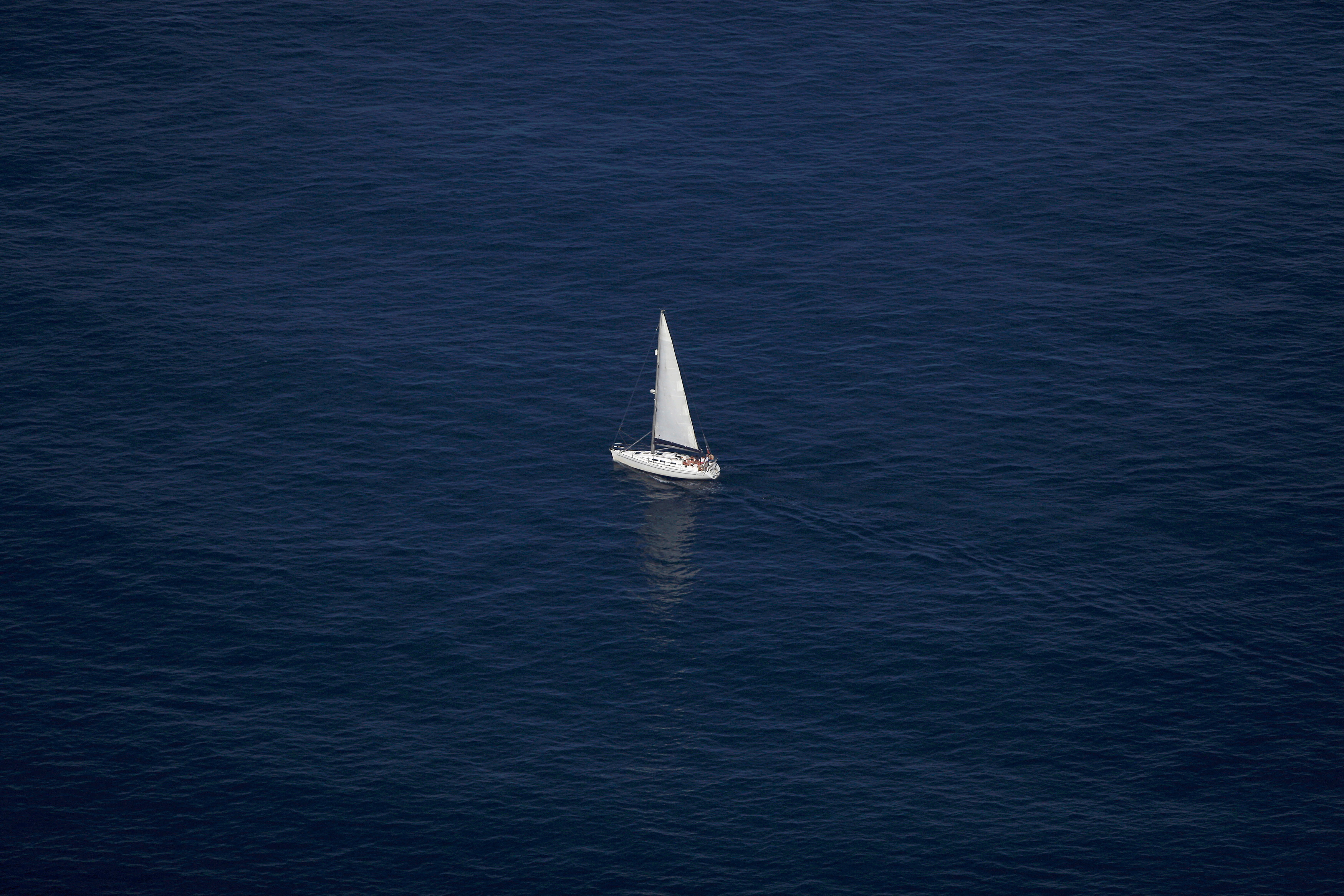 A sailboat is pictured sailing in the Mediterranean sea, from the Rock, in the British overseas territory of Gibraltar, south of Spain