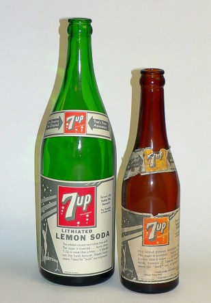 7-Up Bottles Lithium Lithiated Soda