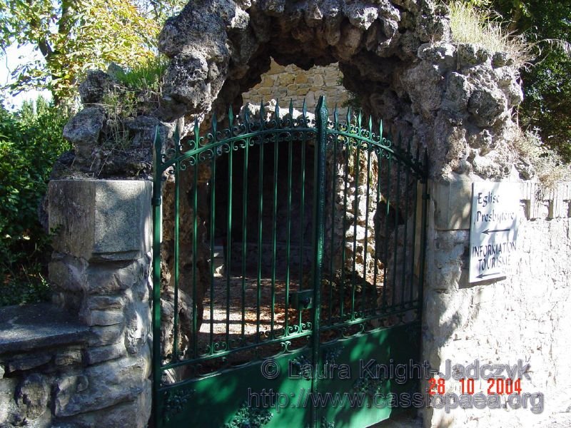 As we walked down the pathway beside the house, Villa Bethania, we see the entry way to the little garden and grotto constructed by Sauniere.  Again, it simply appears to be a structure that would be built by a village priest with creative urges, as a way to 