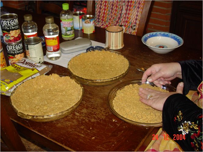   Thanks to group members for the key lime juice and graham crackers.  Speciall thanks to DB for the graham cracker crumbs!  You see them being put to good use!