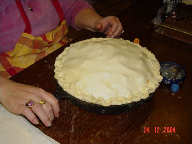 Laura likes to make her deep dish pies in iron skillets.  It just does wonderful things for the crust.