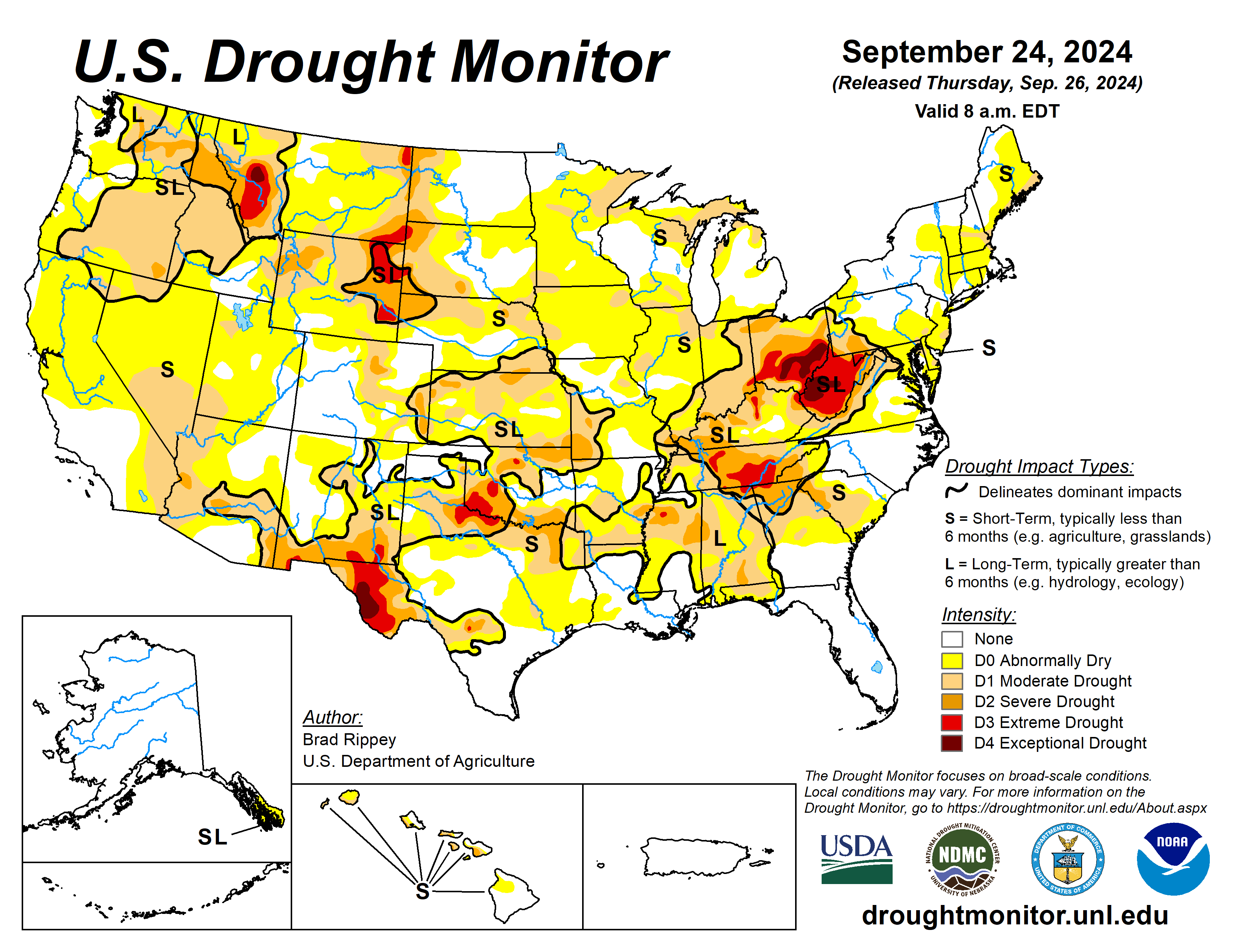 US drought map for September 26 2024