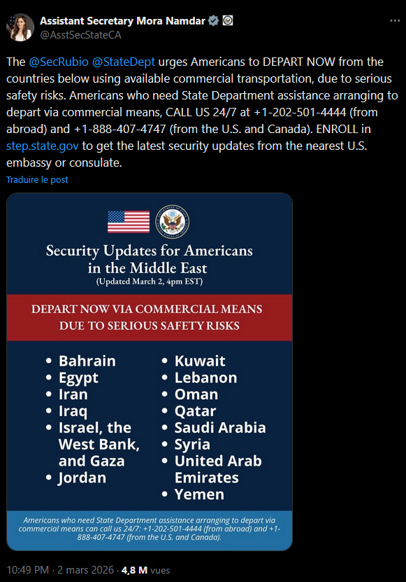 United States Department of State message 2026