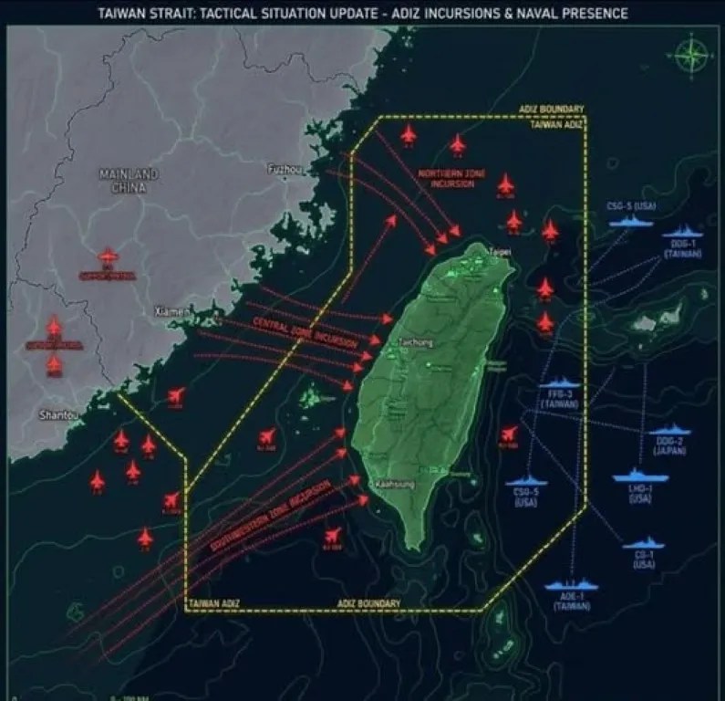 TAIWAN STRAIT: TACTICAL SITUATION UPDATE - ADIZ INCURSIONS & NAVAL PRESENCE