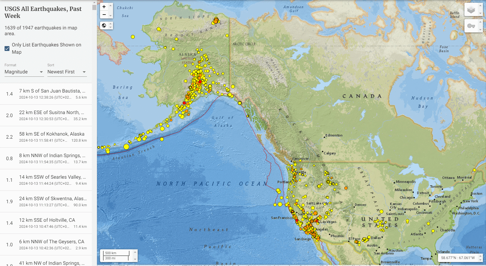 Earthquakes 7 days to October 13th 2024.gif