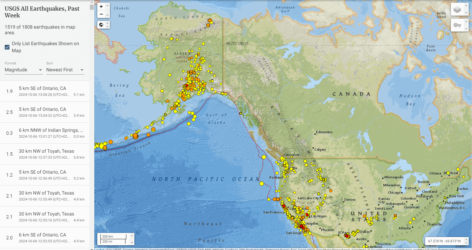Earthquakes 7 days to October 6th 2024.gif