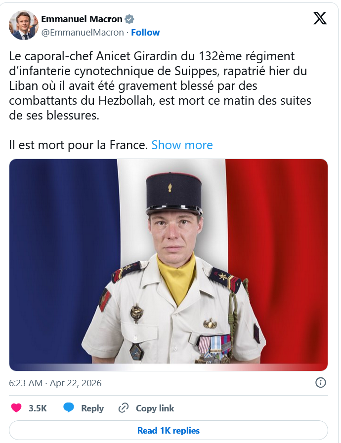 Screenshot 2026-04-22 at 09-59-41 Second French soldier dies of wounds sustained in Hezbollah ...png