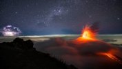 night image from the Acatenango Volcano showing the eruption of the Volcán de Fuego. (Credit -...jpg