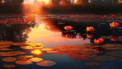 red_lotus_flowers_in_pond_golden_afternoon_sun_by_mo_1066f53d-85be-4836-80c1-dc4a6d1f3db7.png