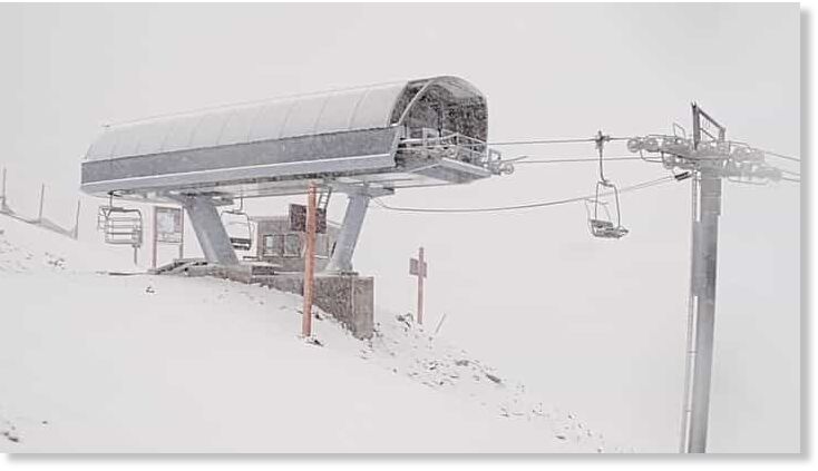 Rare summer snow for Banff Sunshine Village.