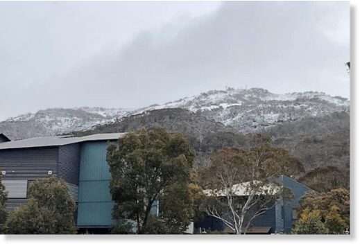 Snow seen from Thredbo Village on Wednesday morning.
