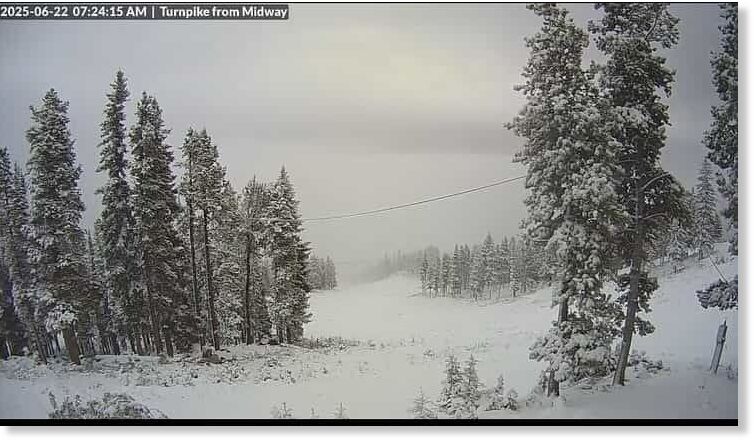 Snow on June 21, 2025, at Red Lodge Resort, MT.