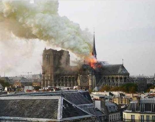 Notre-Dame, feu , jaune, fumée