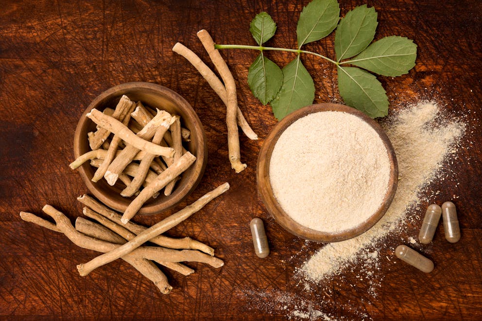 Ashwagandha powder and roots