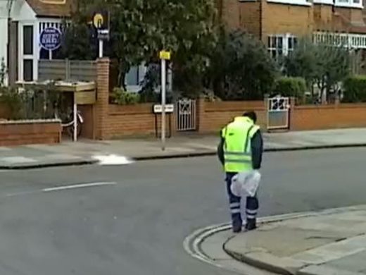 The ice landed metres from a street cleaner.
