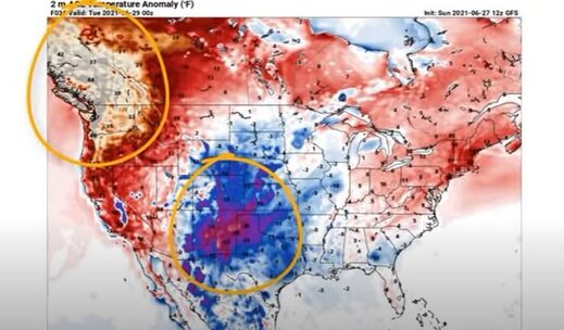 North America temp extremes