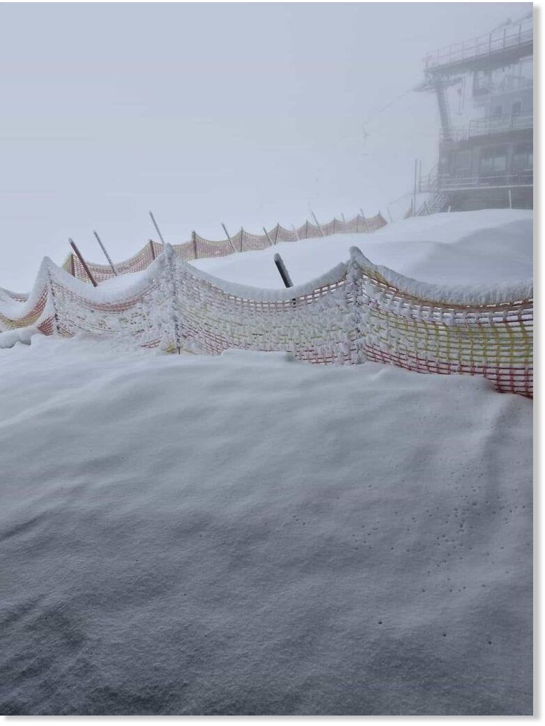 July snow has blanketed the Alps.