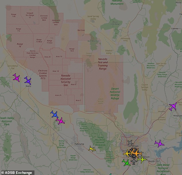 Area 52 (Top Left) sits on the Nevada Test and Training Range, several miles north of the infamous top secret facility known as Area 51
