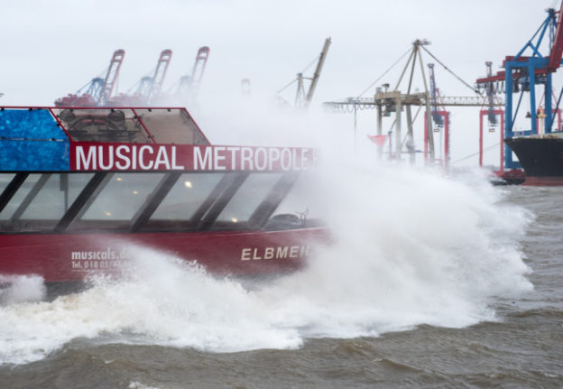 A boat on the river Elbe in Hamburg.