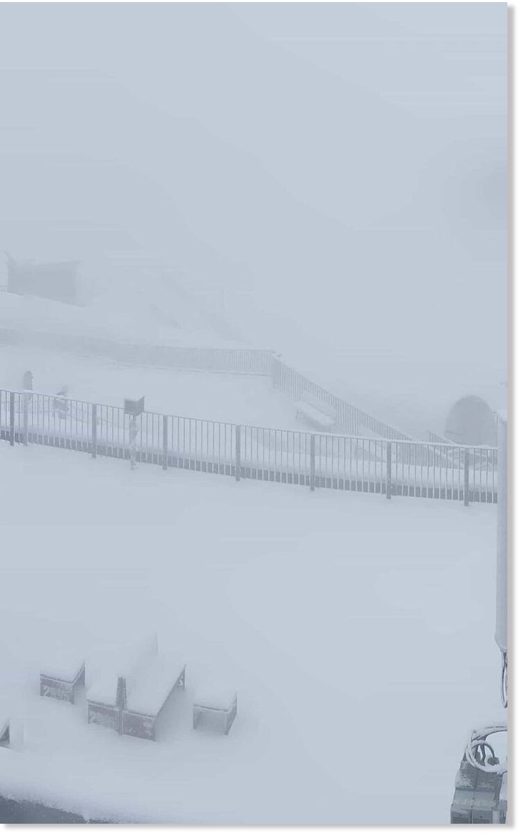 July snow has blanketed the Alps. |