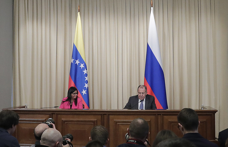 Venezuelan Executive Vice President Delcy Rodriguez and Russian Foreign Minister Sergey Lavrov