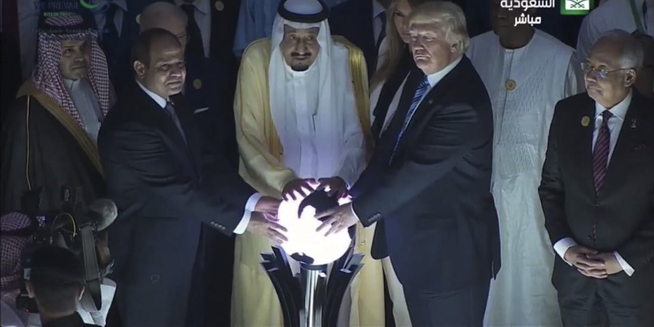 Trump Touched  a Glowing Orb in Saudi Arabia and the internet is freaked out