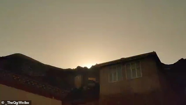 Various clips on the Chinese social media show the suspected meteor lighting up the sky