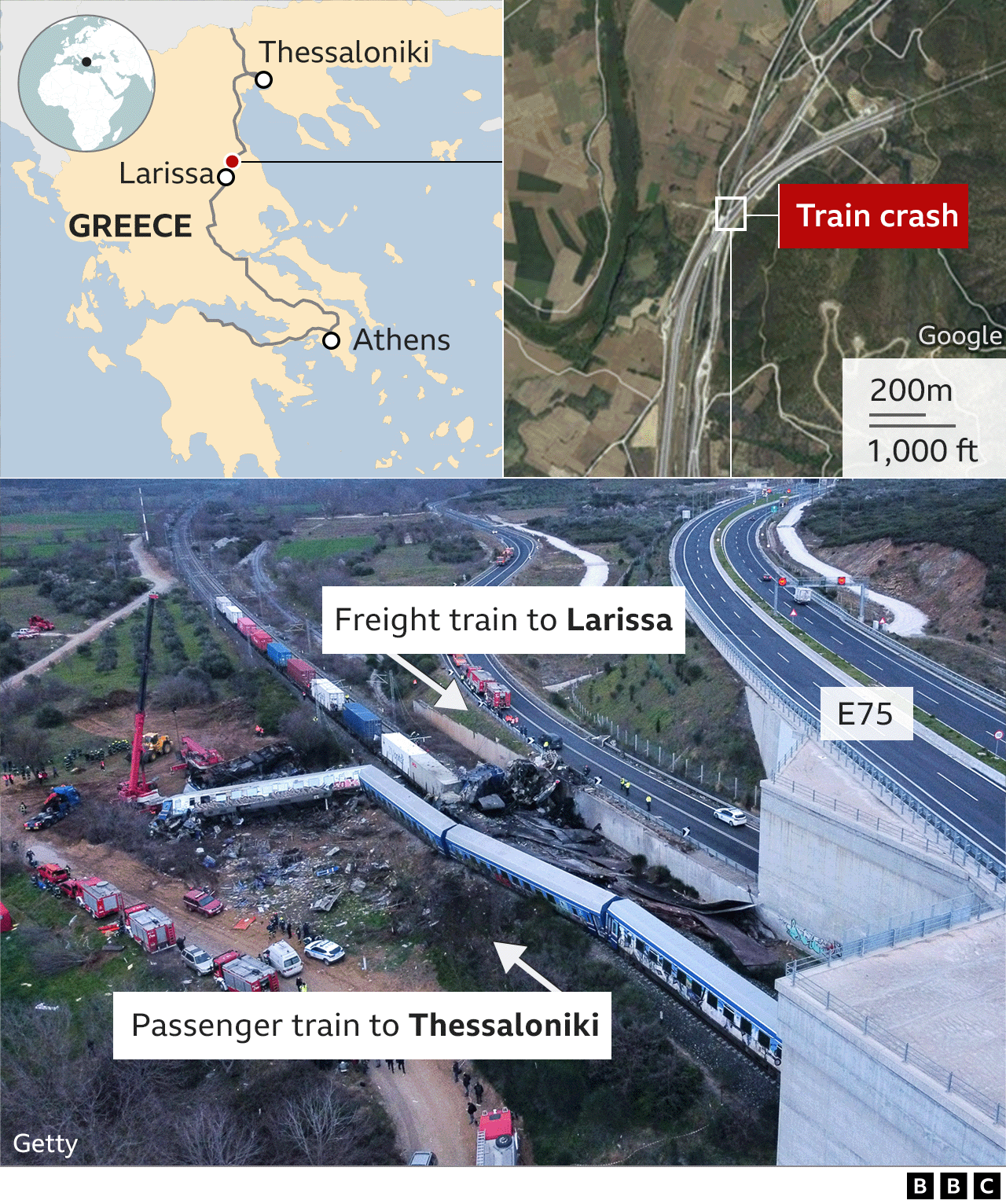 Image shows map of train crash and direction of trains travelling