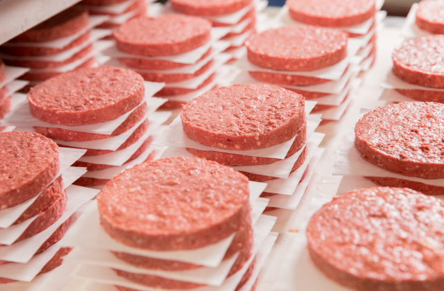 Impossible Foods patties at Oakland plant