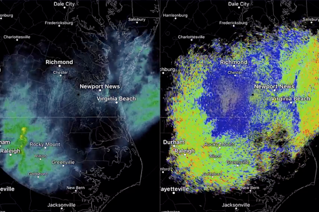 The satellite images appeared as rainclouds, but baffled meteorologists as no rainfall was recorded: NWS Wakefield/Twitter The satellite images appeared as rainclouds, but baffled meteorologists as no rainfall was recorded: NWS Wakefield/Twitter