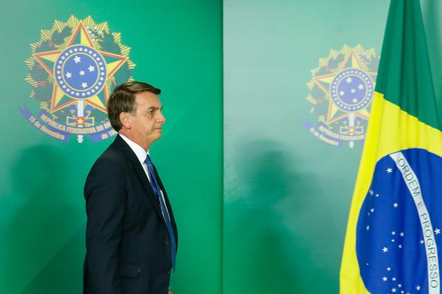 Brazil's President Jair Bolsonaro arrives to gives a statement at the Planalto Palace, in Brasilia, Brazil, January 25, 2019. Isac Nobrega/Presidency Brazil/Handout via Reuters 
