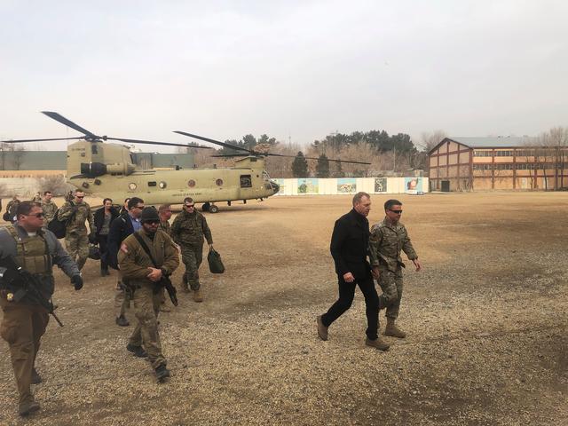 Acting U.S. defense secretary Patrick Shanahan arrives in Kabul, Afghanistan February 11, 2019. REUTERS/Idrees Ali