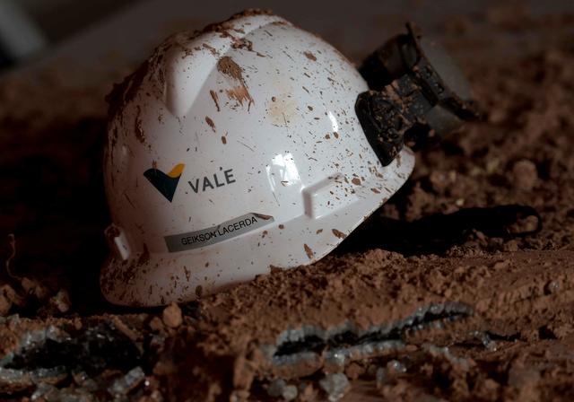 FILE PHOTO: A helmet with a logo of Vale SA is seen in a collapsed tailings dam owned by the company, in Brumadinho, Brazil February 13, 2019. REUTERS/Washington Alves