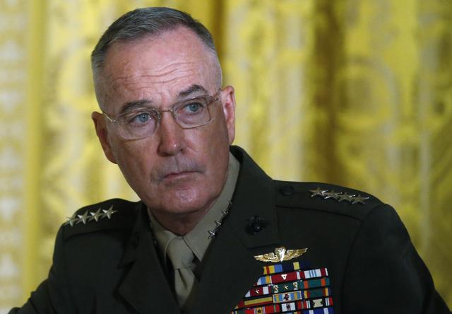 FILE PHOTO: U.S. Joint Chiefs Chairman General Joseph Dunford  attends a meeting of the National Space Council in the East Room of the White House in Washington, U.S., June 18, 2018. REUTERS/Leah Millis