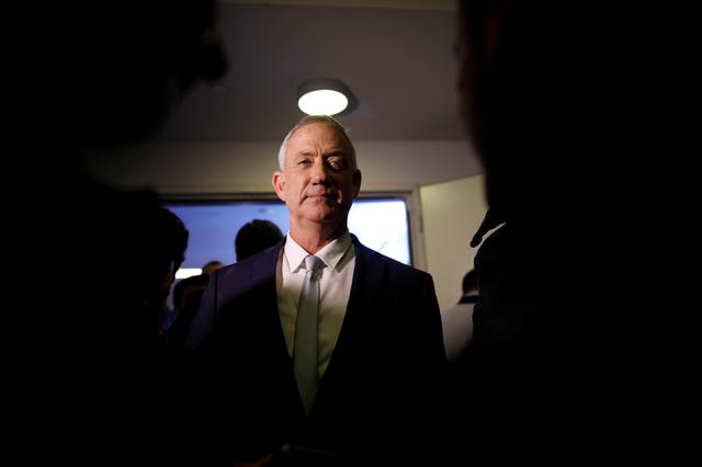 FILE PHOTO: Benny Gantz, head of Resilience party is seen after a news conference, in Tel Aviv, Israel February 21, 2019. REUTERS/Amir Cohen/File Photo