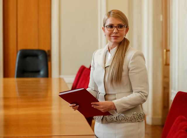 Leader of opposition Batkivshchyna party and presidential candidate Yulia Tymoshenko attends an interview with Reuters in Kiev, Ukraine February 28, 2019. REUTERS/Gleb Garanich