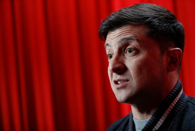 FILE PHOTO: Volodymyr Zelenskiy, Ukrainian actor and candidate in the upcoming presidential election, speaks during an interview with Reuters at a concert hall in Kiev, Ukraine February 22, 2019. REUTERS/Valentyn Ogirenko