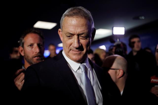 FILE PHOTO: Benny Gantz, head of Resilience party is seen after a news conference, in Tel Aviv, Israel February 21, 2019. REUTERS/Amir Cohen