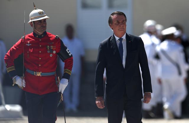 Brazil's President Jair Bolsonaro attends a ceremony in celebration of 211th anniversary of Brazilian Marine Corps in Rio de Janeiro, Brazil March 7, 2019. REUTERS/Ricardo Moraes