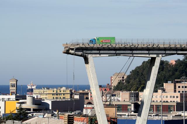 FILE PHOTO: The collapsed Morandi Bridge is seen in the Italian port city of Genoa, Italy August 15, 2018.  REUTERS/Stefano Rellandini