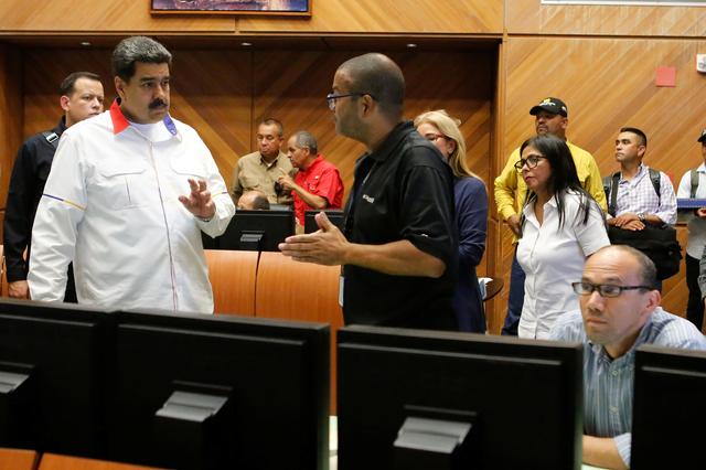 Venezuela's President Nicolas Maduro speaks during his visit to the Hydroelectric Generation System on the Caroni River, near Ciudad Guayana, Bolivar State, Venezuela March 16, 2019. Miraflores Palace/Handout via REUTERS 