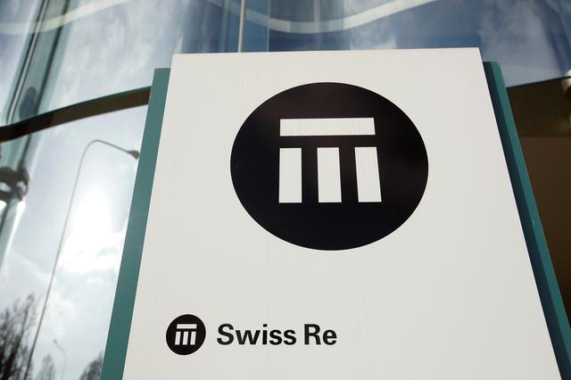 FILE PHOTO: The logo of insurance company Swiss Re is seen in front of its headquarters in Zurich, Switzerland February 12, 2019.  REUTERS/Arnd WIegmann/File Photo 