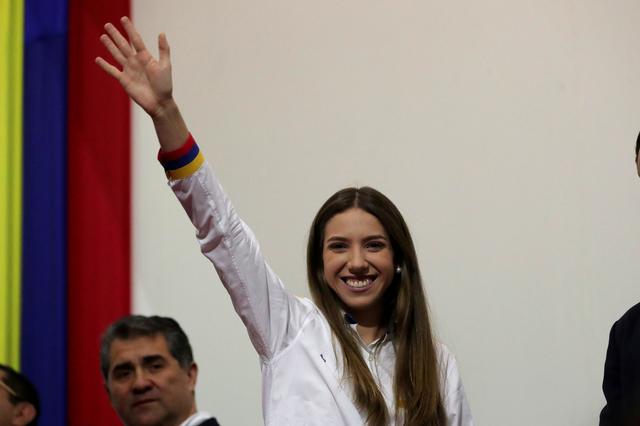 FILE PHOTO: Fabiana Rosales, wife of Venezuela's opposition leader Juan Guaido participates in a rally with Venezuelans living in Peru during her visit to Lima, Peru March 23, 2019. REUTERS/Guadalupe Pardo