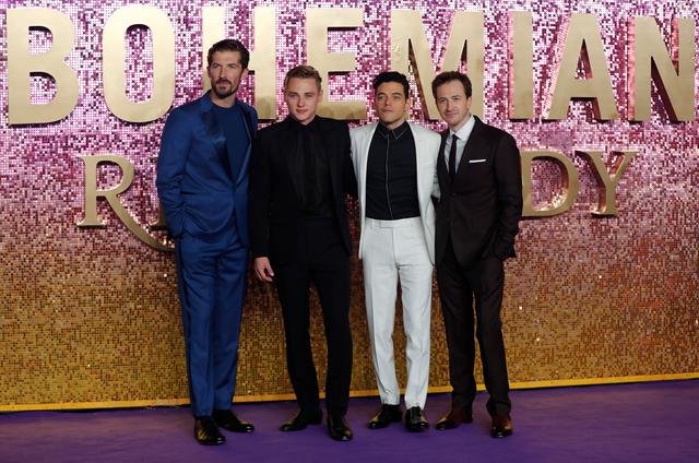 FILE PHOTO - Actors Ben Hardy, Rami Malek, Gwilym Lee and Joe Mazzello attend the world premiere of 'Bohemian Rhapsody' movie in London, Britain October 23, 2018. REUTERS/Eddie Keogh