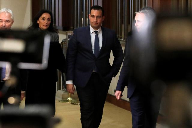 Alexandre Benalla, French President Emmanuel Macron's former senior security officer, leaves after a hearing by senators from France's upper house at the Senate in Paris, France, January 21, 2019. REUTERS/Charles Platiau