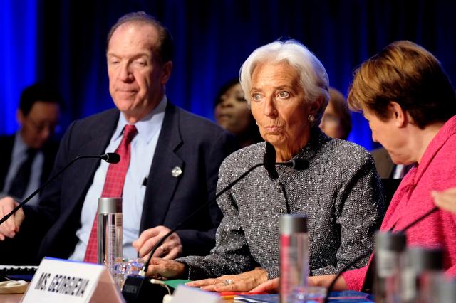 World Bank Group President David Malpass and IMF Managing Director Christine Lagarde at the IMF and World Bank's 2019 Annual Spring Meetings, in Washington, U.S. April 13, 2019. REUTERS/James Lawler Duggan