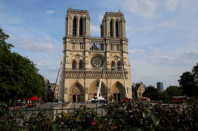 Notre Dame cathedral is pictured in Paris, France April 18, 2019. Michel Euler/Pool via Reuters
