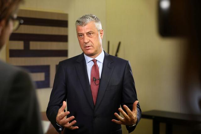 Kosovo's President Hashim Thaci attends an interview with Reuters in Berlin, Germany, April 29, 2019. REUTERS/Hannibal Hanschke