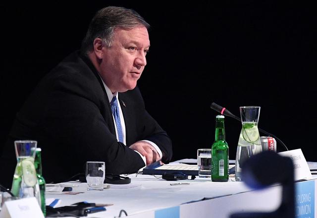 U.S. Secretary of State Mike Pompeo speaks during the Arctic Council summit at the Lappi Areena in Rovaniemi, Finland May 7, 2019. Mandel Ngan/Pool via REUTERS