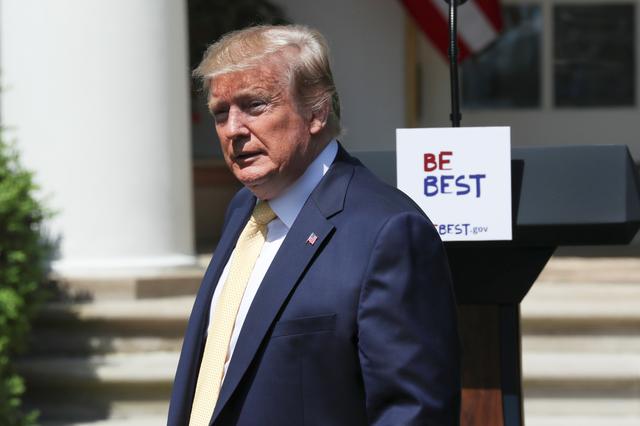 U.S. President Donald Trump arrives at an event to celebrate the anniversary of first lady Melania Trump's “Be Best” initiative in the Rose Garden at the White House in Washington, U.S., May 7, 2019. REUTERS/Jonathan Ernst